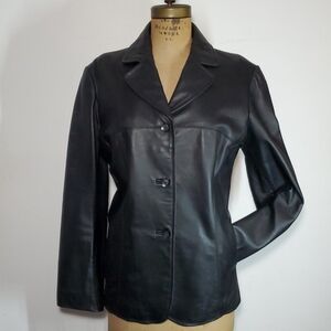 Black Rivet Size XL Jacket Leather Blazer Button Down Coat Lined Pockets Collar